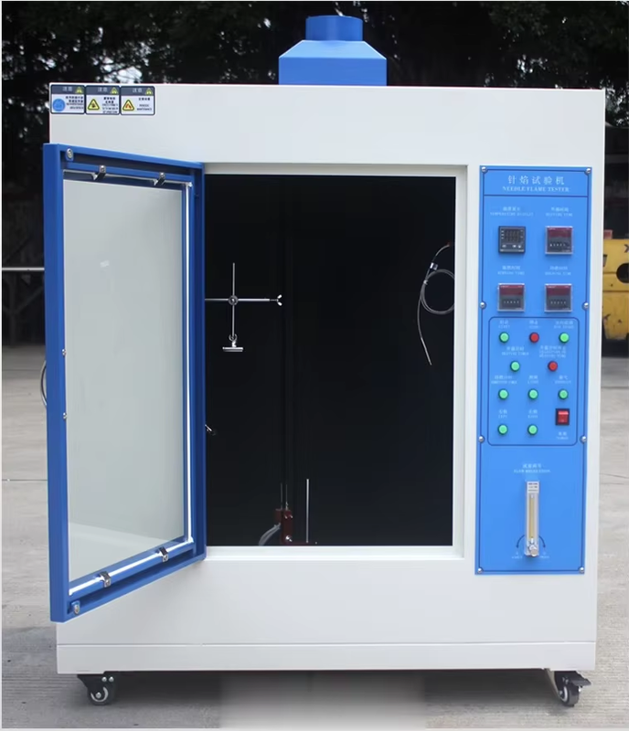 Δοκιμαστής φλόγας βελόνας από ανοξείδωτο χάλυβα με ρυθμιζόμενη γωνία καύσης και δοκιμαστικό θάλαμο 0,5 κυβικών μέτρων