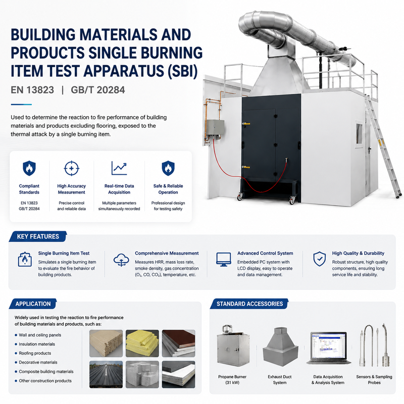 Building Material Fire Resistance Testing Machine Single Burning Item Tester with Data Acquisition System