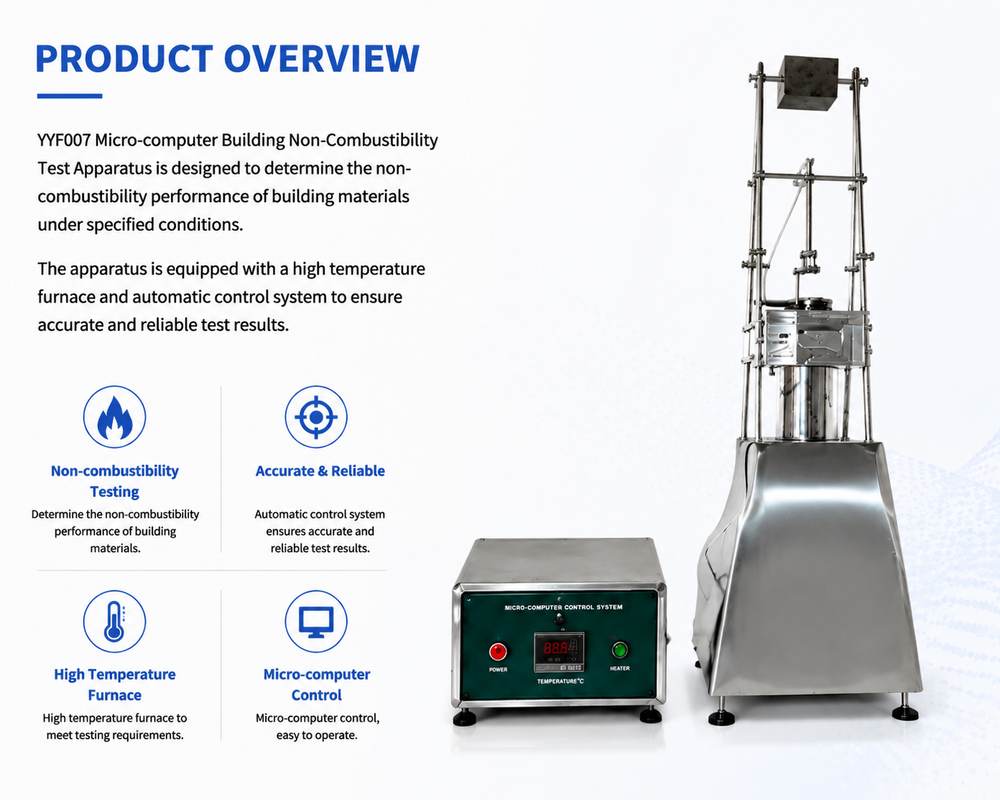 Συσκευή Δοκιμής Μη Καυσιμότητας Συμβατή με EN ISO 1182 με Έλεγχο Μικροϋπολογιστή και Αντοχή σε Θερμοκρασία 1600°C