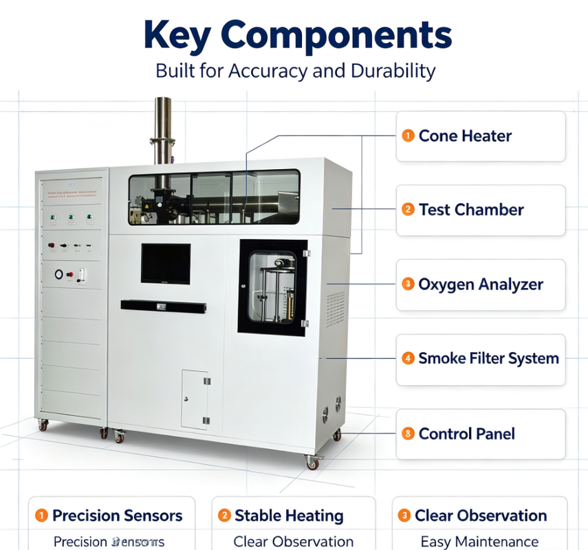 Cone Calorimeter Heat Release Rate Flammability Testing Equipment for Construction Material Fire Performance Test