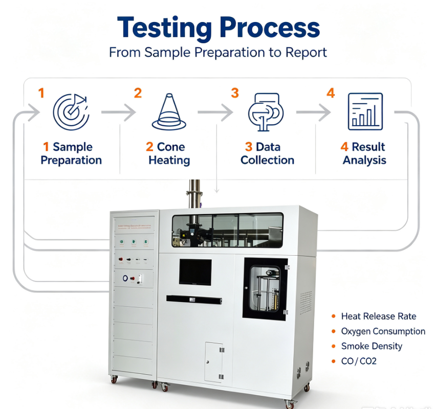 Cone Calorimeter Heat Release Rate Flammability Testing Equipment for Construction Material Fire Performance Test